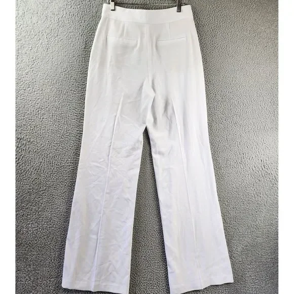 Alice +Olivia Dylan High Waist Wide Leg Pants Women's 4 White Hook & Eye Closure - Picture 11 of 13